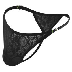 Fekete csipkés férfi tanga XXL méret