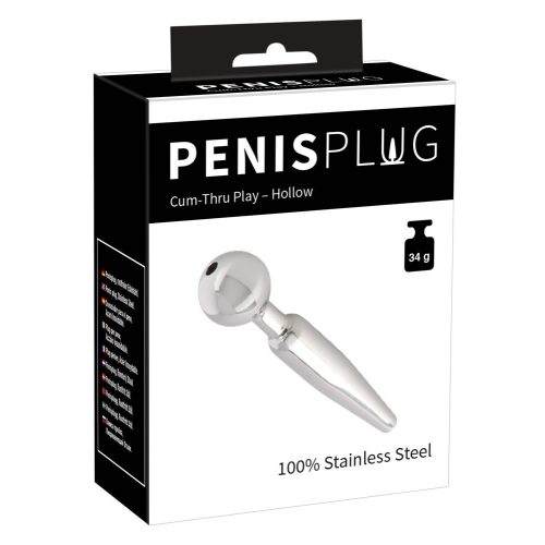 Penisplug Cum-Thru Play - üreges acél húgycsőtágító kúp (0,5-1cm) 
