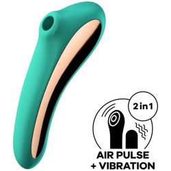 SATISFYER Dual vibrátor és csiklóizgató zöld