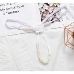 Fehér gyöngyös tanga kis virággal méret nélküli