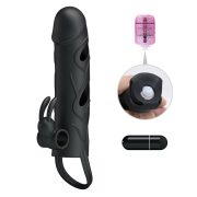 PrettyLove péniszköpeny nyuszis rezgő csiklóizgatóval, fekete