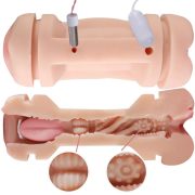 Shequ kétvégű maszturbáror vagina és száj kialakítással 10 rezgési funkcióval tölthető