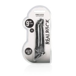 Realrock szilikon fekete péniszköpeny 23 cm