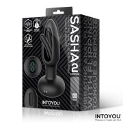 INTOYOU Sasha vibrációs dugó kihaló nyelvvel és távirányítóval fekete, tölthető, 10 cm