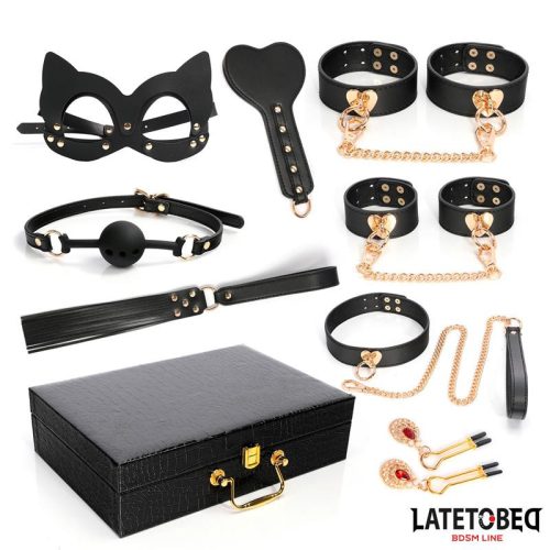 Latetobed 8 részes BDSM kötöző szett fekete bőrönddel
