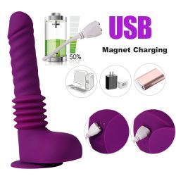 Lila tapadókorongos tölthető lökő vibrátor 26cm 