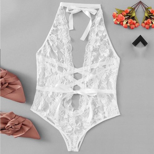 Szexi csipke body fehér XXL méret