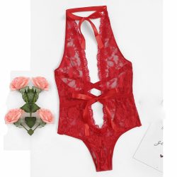 Szexi csipke body piros XXL méret