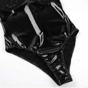 Fekete felül csipkés alul latex szexi body csábításhoz XL méretben